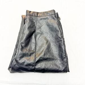 Princess Polly Faux Leather Wide Leg Seam Pleat Carpenter Style Pant Size 8